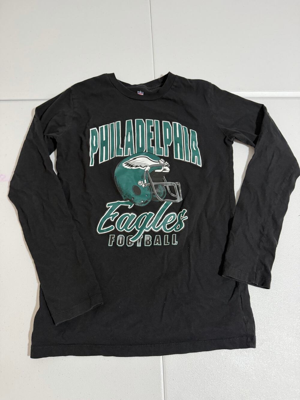 Philadelphia Eagles Football Shirt Youth Large 14/16 Black Long Sleeve NFL